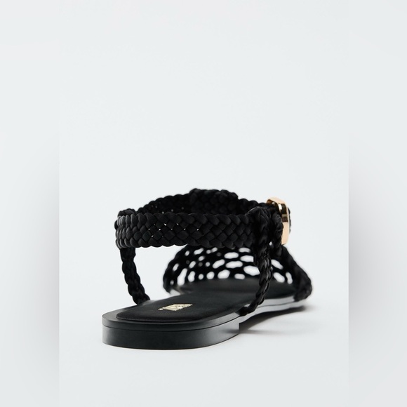 NWT Zara Satin Sandals With Braided Straps & Buckles - Picture 3 of 9